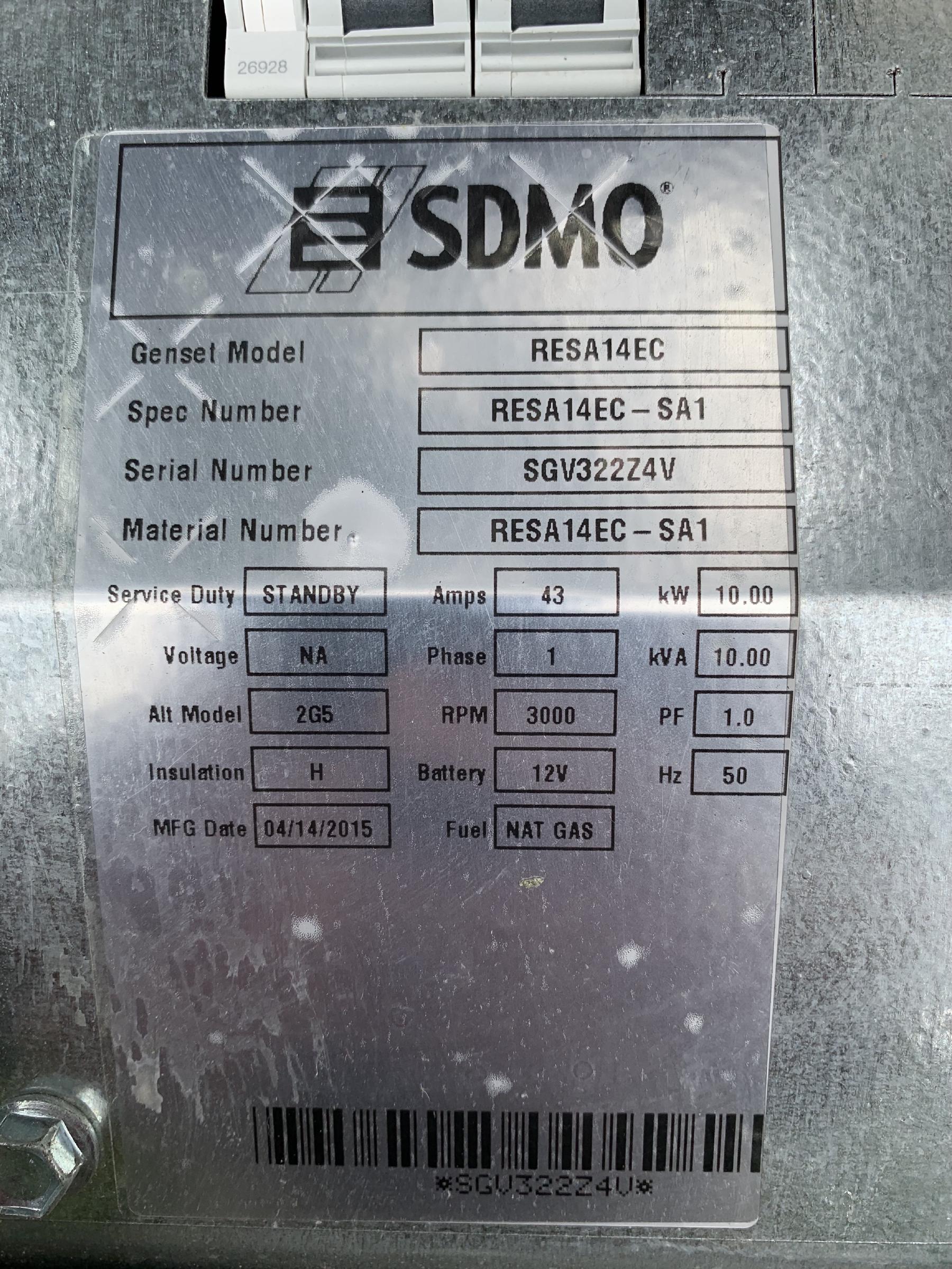 Placa de identificación del generador